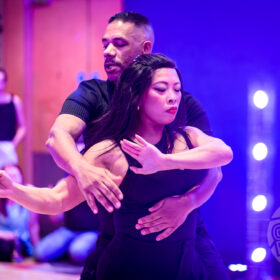 Coleen & Paul dancing west coast swing at midland swing open